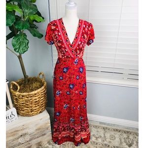 NWOT LONG RED PURPLE MAXI DRESS